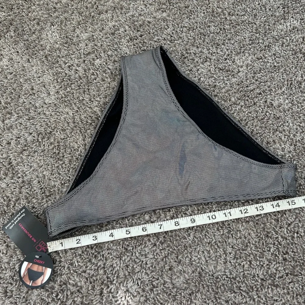 No Boundaries Cheeky Bikini Bottom Silver‎ Shimmer Metallic Swimsuit L (11-13)